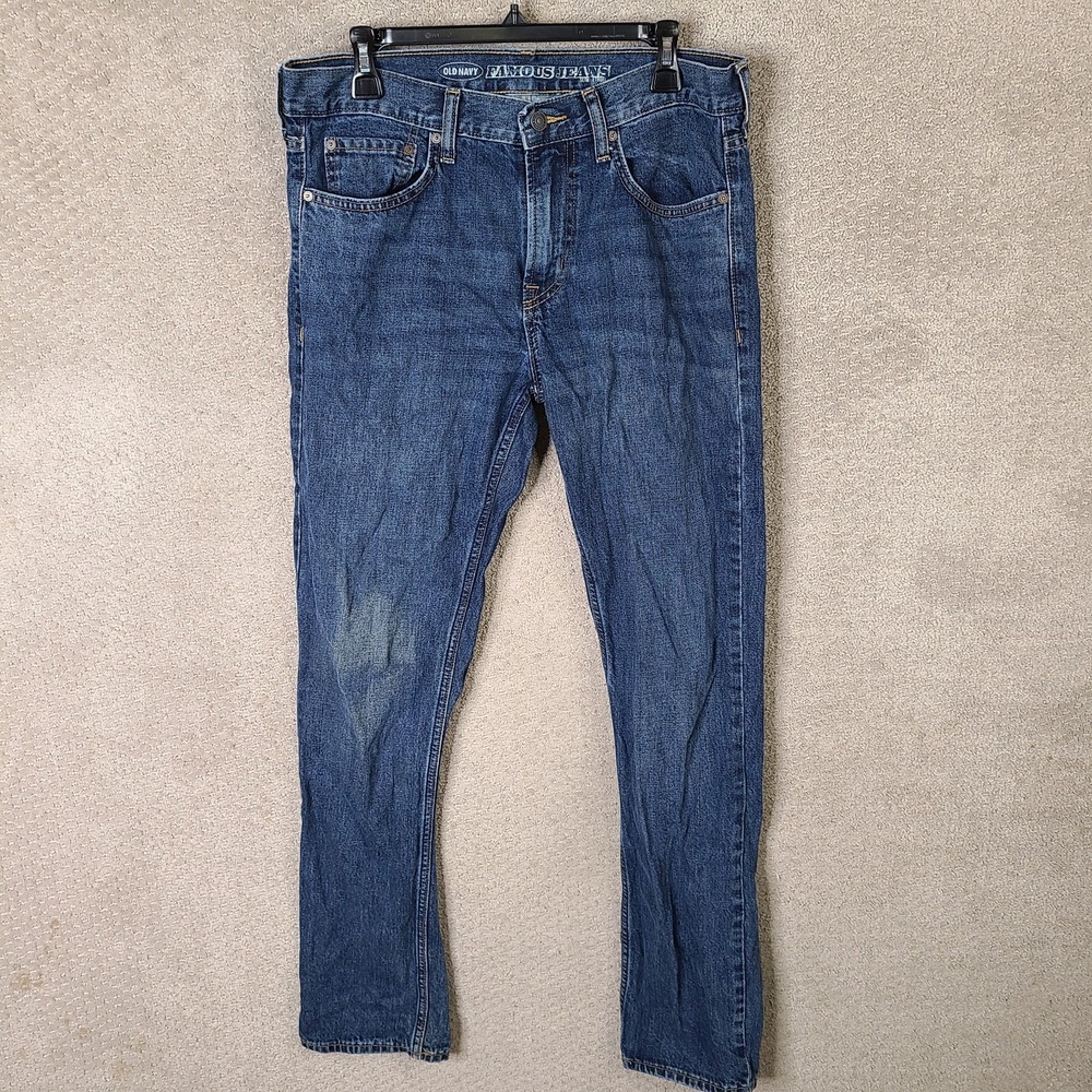 Old Navy Jeans Mens 33x32 Blue Slim Fit Famous Dark Wash Denim Zip Fly Cotton